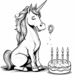 Unicorn Making a Birthday Wish Coloring Pages 3