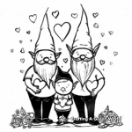 Valentine Gnome Family Coloring Pages: Papa, Mama, and Gnomelets 3