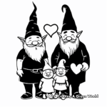 Valentine Gnome Family Coloring Pages: Papa, Mama, and Gnomelets 4