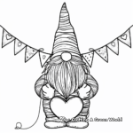 Valentine Gnome with Bunting Flags Coloring Pages 4