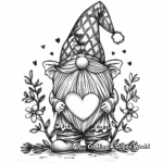 Valentine Gnome with Flowers Coloring Pages 1
