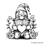 Valentine Gnome with Flowers Coloring Pages 3