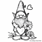 Valentine Gnome with Flowers Coloring Pages 4