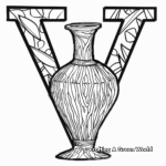 Vase with Letter V Coloring Page 1