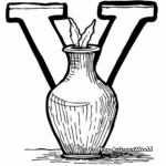 Vase with Letter V Coloring Page 3