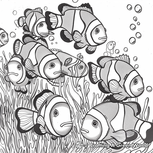 Vibrant Clownfish School Coloring Pages 1