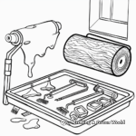 Vibrant Paint Roller & Tray Coloring Pages 1