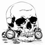 Victorian-style Skull Coloring Pages with Clocks and Cogs 3