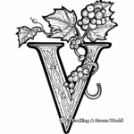 Vine and Letter V Coloring Page 2