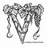 Vine and Letter V Coloring Page 4