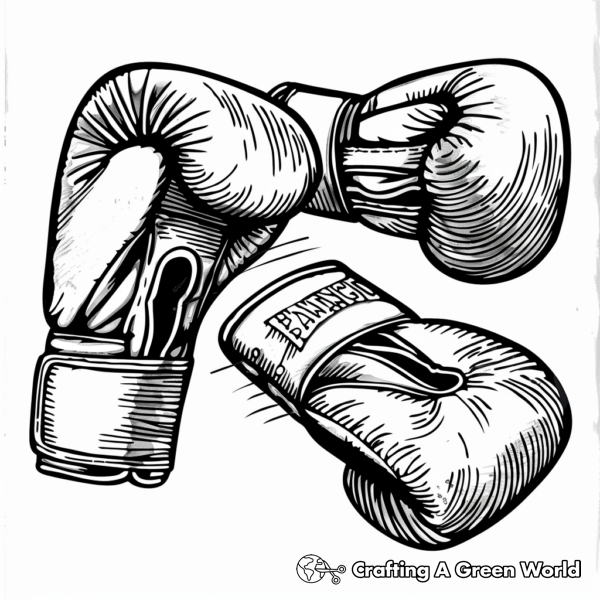 Vintage Boxing Gloves Coloring Pages 1