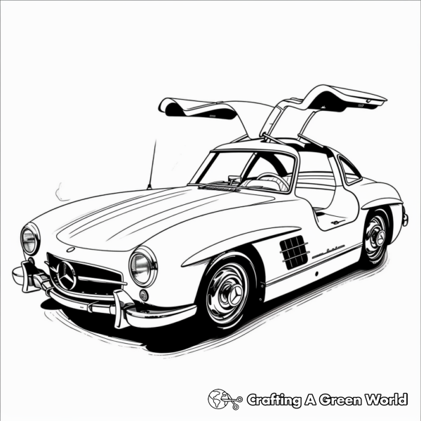 Vintage Mercedes-Benz 300SL Gullwing Coloring Pages 1