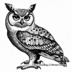 Vintage Style Psychedelic Owl Coloring Pages 1