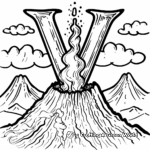 Volcano and Letter V Coloring Page 4