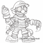Waluigi in Different Costumes: Costume Variety Coloring Pages 3