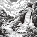 Waterfall Landscapes Coloring Pages 3