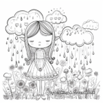 Whimsical April Showers Fairy Coloring Pages 1