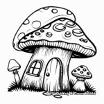 Whimsical Cartoon Mushroom House Coloring Pages 1