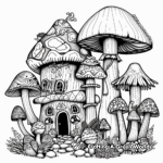 Whimsical Cartoon Mushroom House Coloring Pages 2