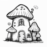 Whimsical Cartoon Mushroom House Coloring Pages 3