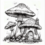 Whimsical Cartoon Mushroom House Coloring Pages 4