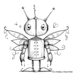 Whimsical Fairy Robot Coloring Pages 1
