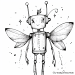 Whimsical Fairy Robot Coloring Pages 2