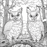 Whimsical Forest Owlicorn Coloring Pages 1