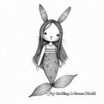 Whimsical Moonlight Bunny Mermaid Coloring Pages 2
