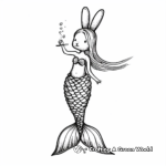 Whimsical Moonlight Bunny Mermaid Coloring Pages 4