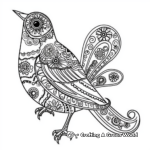 Whimsical Paisley Bird Coloring Pages 1