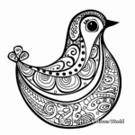 Whimsical Paisley Bird Coloring Pages 3