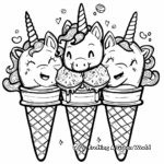 Whimsical Unicone: Unicorn Ice Cream Cone Coloring Pages 2
