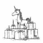 Whimsical Unicorn with Birthday Presents Coloring Pages 4