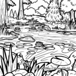 Wildlife at the Pond: Nature Scene Coloring Pages 1