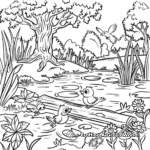 Wildlife at the Pond: Nature Scene Coloring Pages 2