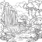 Wildlife at Waterfall Coloring Pages 1