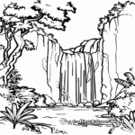 Wildlife at Waterfall Coloring Pages 2