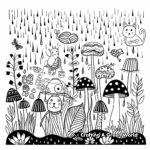 Wildlife in the Rain: Animal Coloring Pages 4