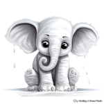 Winter-theme: Snowy Baby Elephant Coloring Pages 4