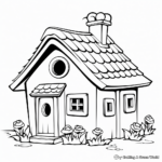 Winter-Themed Bird House Coloring Pages 2