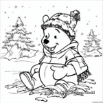 Winter-themed Winnie the Pooh Coloring Pages 1