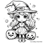 Witch and Ghost Trick or Treat Coloring Sheets 2
