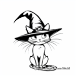 Witch Hat and Cat Coloring Sheets 1