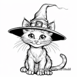 Witch Hat and Cat Coloring Sheets 2