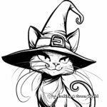 Witch Hat and Cat Coloring Sheets 3