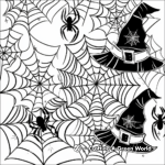Witch Hat with Patch and Spider Webs Coloring Pages 1