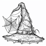 Witch Hat with Patch and Spider Webs Coloring Pages 2