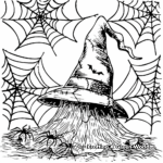 Witch Hat with Patch and Spider Webs Coloring Pages 3
