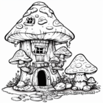 Woodland Mushroom House Coloring Sheets 1